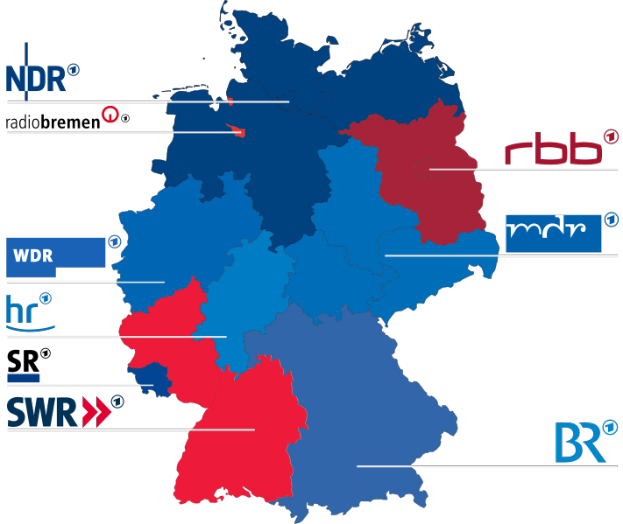 Eine Deutschlandkarte mit rot und blau hervorgehobenen Bundesländern, die die Ergebnisse der Wahl von 2016 zeigt, mit Text zu Kandidaten und Wahldatum.