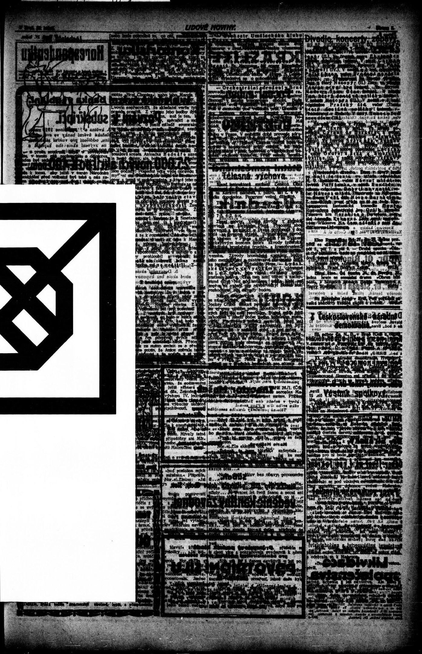 Schwarzes und weißes Bild einer deutschen Zeitungsvorderseite mit einem prominenten Hakenkreuz in der Mitte.