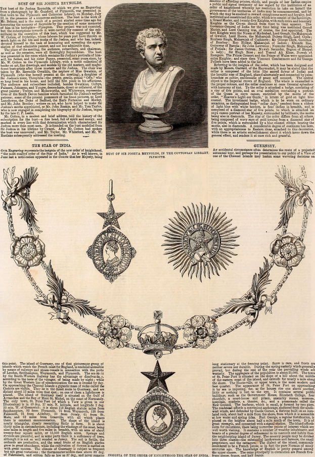 Ein Büste eines Mannes mit einer Kette mit einem Stern, detaillierten Designs und Text, mit deutlich sichtbarem Gesicht.