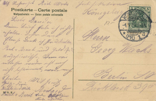 Eine alte deutsche Postkarte in sehr gutem Zustand mit einer Briefmarke und dem Text "Weitpostverein - Union Postale Universale".