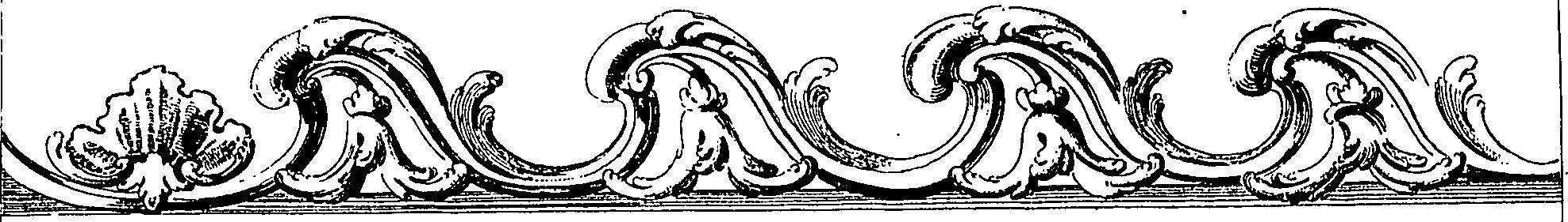 Schwarz-weißes dekoratives Design mit dem Wort "Ländlich" in fetter Schrift in der Mitte, mit detaillierten Schwöngen und Kurven.