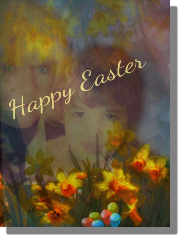 Ein Deckblatt mit der Aufschrift "Ostern grüssen".